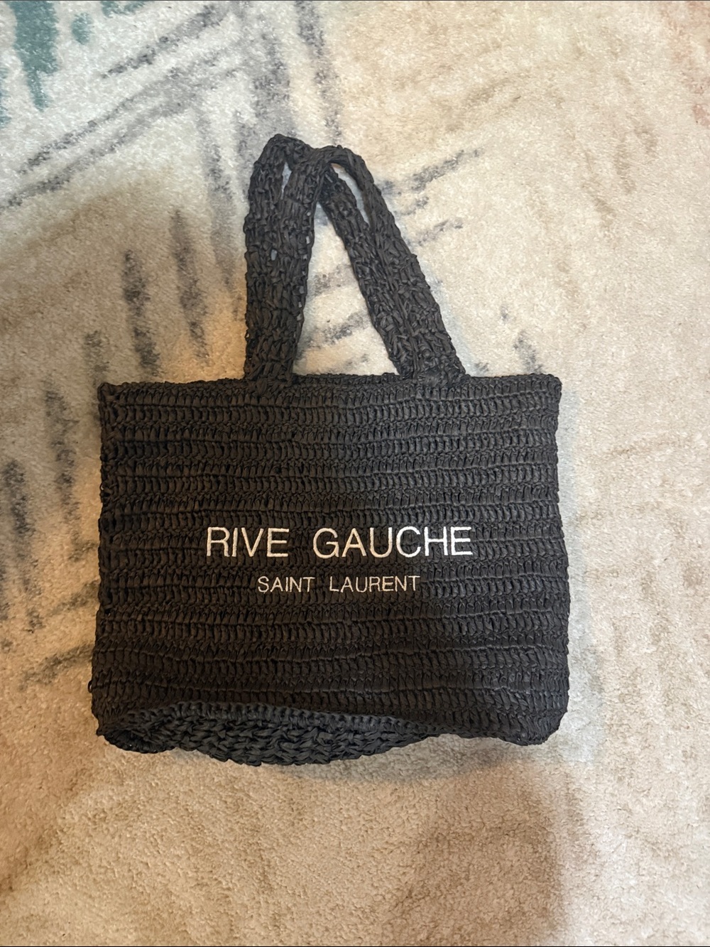 Saint Laurent Black Rive Gauche Woven Tote